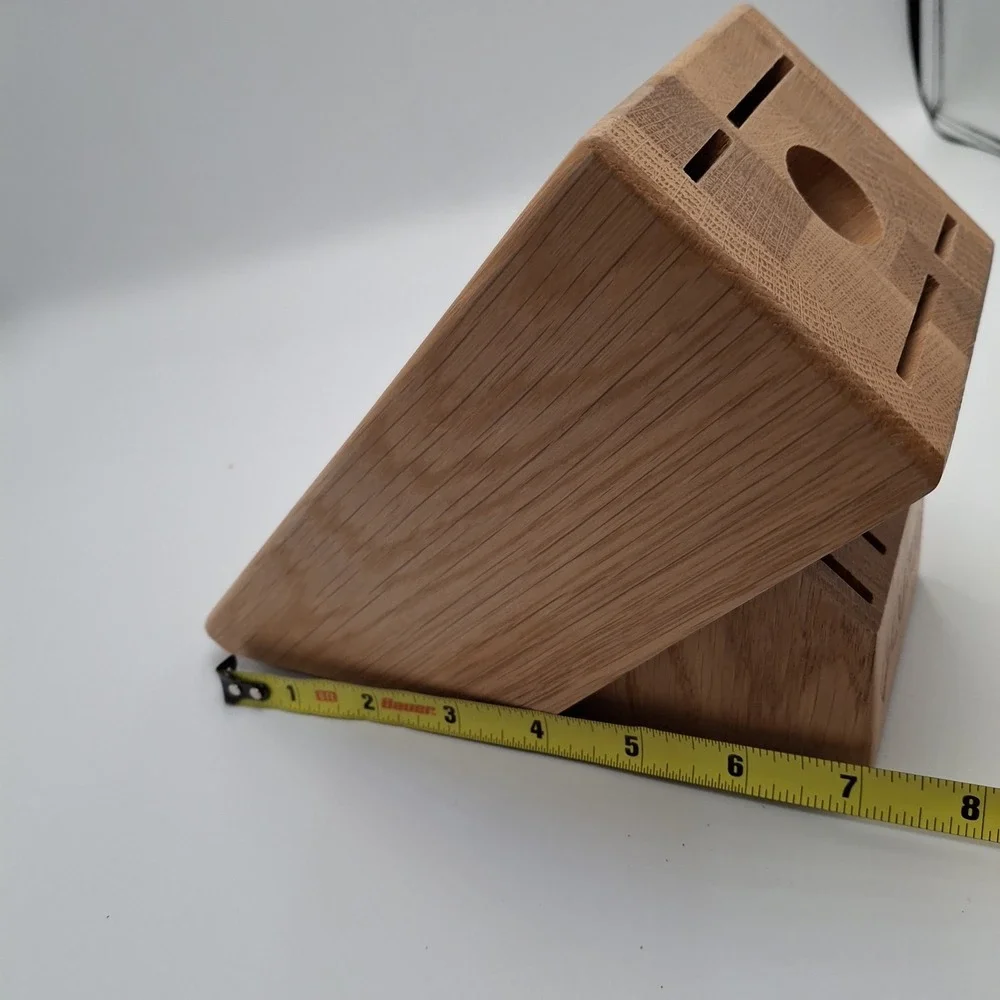 CUTCO 13-Slot Wood Knife Block Oak Holder Storage 12 Knives + Sharpener USA Made